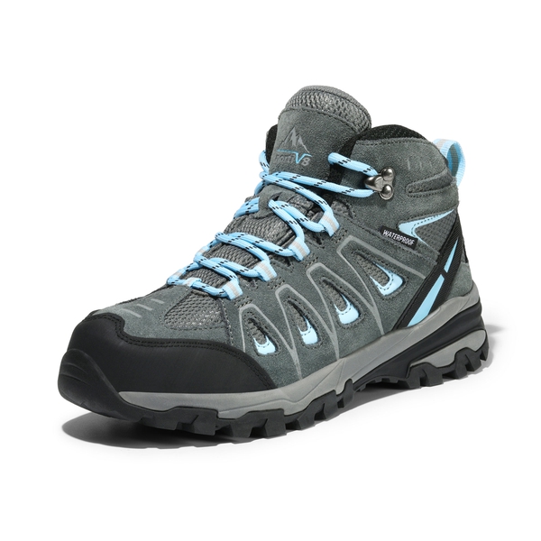 Women's Suede Waterproof Hiking Boots 【Wide Fit】 - GREY/BLUE -  0